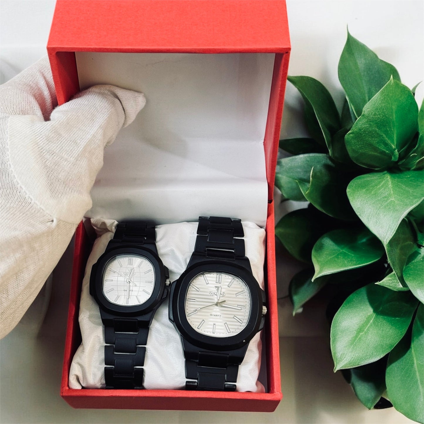 Premium PTK Desing Couple Watch Metallic Black colour