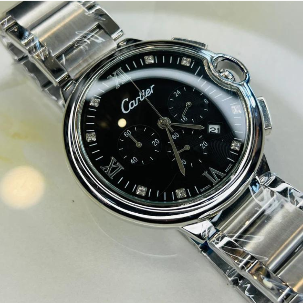 The Stainless Black Crystal Dial Watch